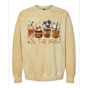 It’S Fall Y’All Great Dane Coffee Pumpkin Spice Latte Autumn Colorblast Crewneck Sweatshirt