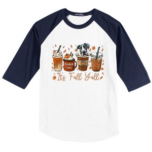 It’S Fall Y’All Great Dane Coffee Pumpkin Spice Latte Autumn Baseball Sleeve Shirt