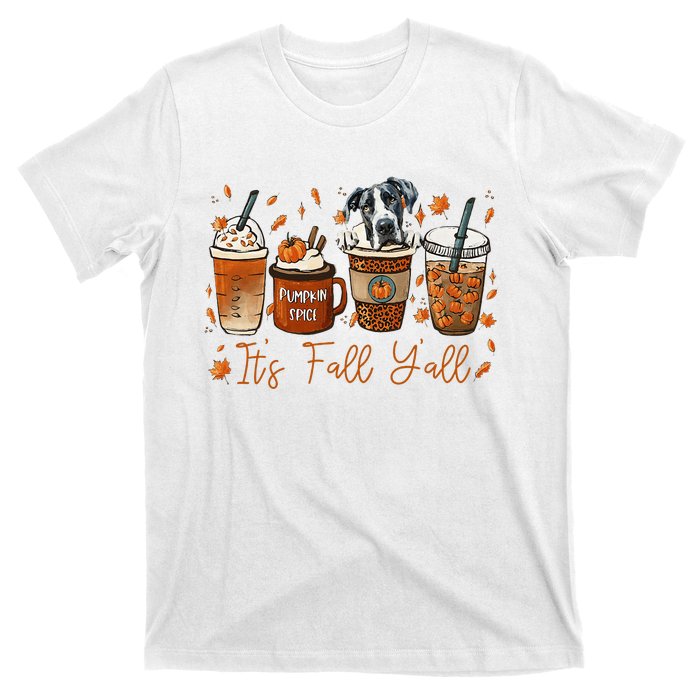 It’S Fall Y’All Great Dane Coffee Pumpkin Spice Latte Autumn T-Shirt