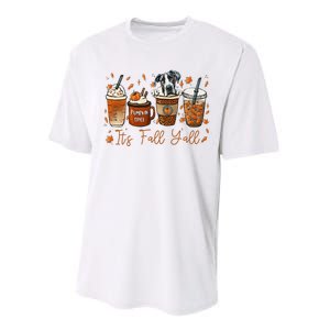 It’S Fall Y’All Great Dane Coffee Pumpkin Spice Latte Autumn Performance Sprint T-Shirt