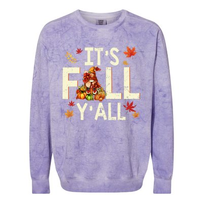 Its Fall Yall Gnome Pumpkin Halloween Thanksgiving Autumn Colorblast Crewneck Sweatshirt