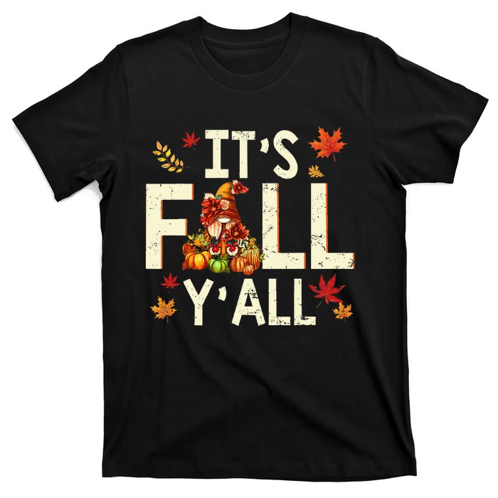 Its Fall Yall Gnome Pumpkin Halloween Thanksgiving Autumn T-Shirt