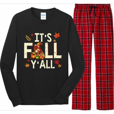 Its Fall Yall Gnome Pumpkin Halloween Thanksgiving Autumn Long Sleeve Pajama Set