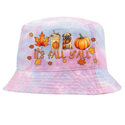 ItS Fall YAll Pumpkin Spice Latte Autumn Dog Pug Great Gift Tie-Dyed Bucket Hat