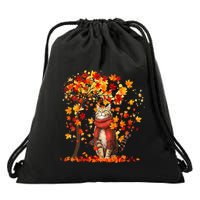 ItS Fall YAll Cat Leaf Fall Tree Hello Autumn Thanksgiving Drawstring Bag