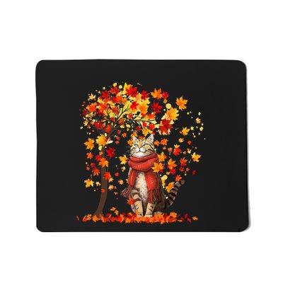ItS Fall YAll Cat Leaf Fall Tree Hello Autumn Thanksgiving Mousepad