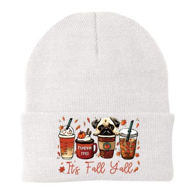 It’S Fall Y’All Pug Dog Coffee Pumpkin Spice Latte Autumn Knit Cap Winter Beanie