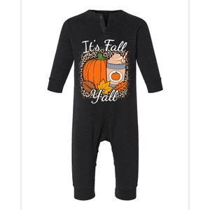 Its Fall YAll Leopard Print Pumpkin Autumn Women Infant Fleece One Piece