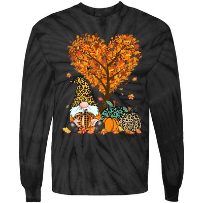 It's Fall Y'all Cute Gnomes Pumpkin Autumn Tree Fall Leaves Tie-Dye Long Sleeve Shirt