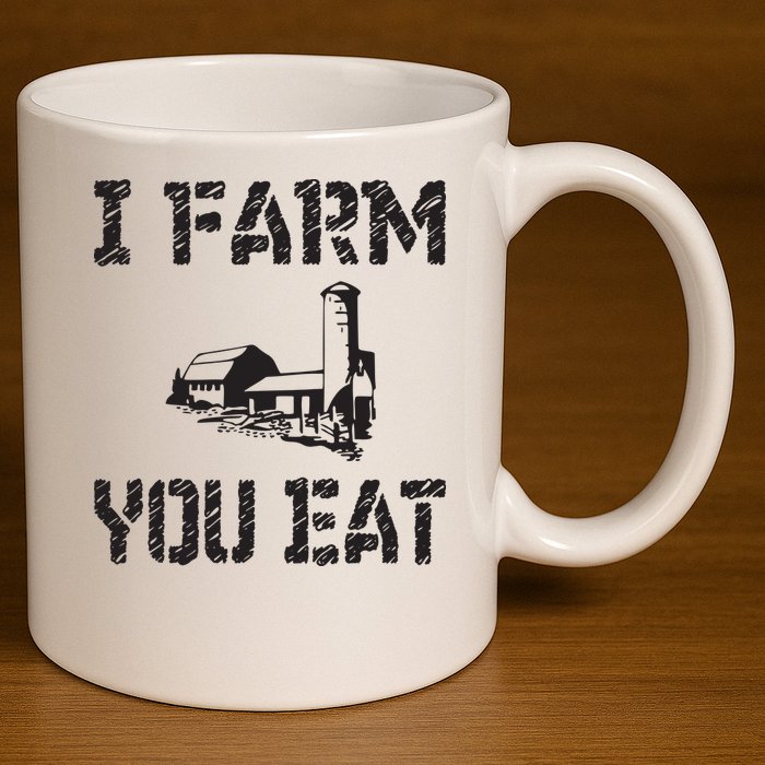 I Farm You Eat Funny Farming Pride Local Farmer Appreciation 11oz C Handle Ceramic Mug