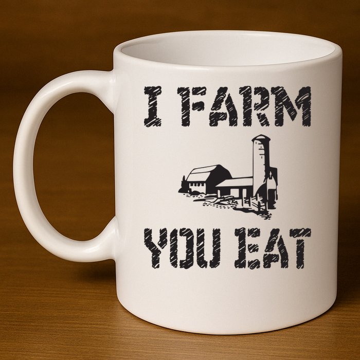 I Farm You Eat Funny Farming Pride Local Farmer Appreciation 11oz C Handle Ceramic Mug