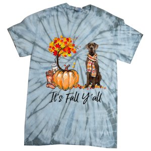 It's Fall Y'all Great Dane Dog Lovers Thanksgiving Halloween Tie-Dye T-Shirt