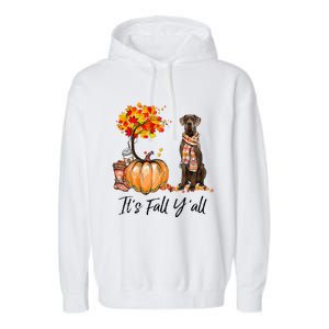 It's Fall Y'all Great Dane Dog Lovers Thanksgiving Halloween Garment-Dyed Fleece Hoodie