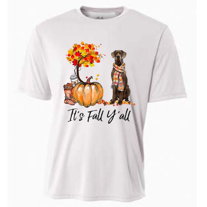 It's Fall Y'all Great Dane Dog Lovers Thanksgiving Halloween Cooling Performance Crew T-Shirt