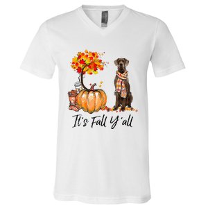 It's Fall Y'all Great Dane Dog Lovers Thanksgiving Halloween V-Neck T-Shirt