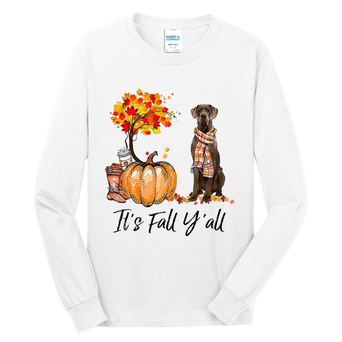 It's Fall Y'all Great Dane Dog Lovers Thanksgiving Halloween Tall Long Sleeve T-Shirt