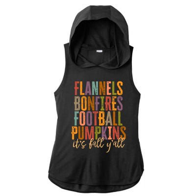 Its Fall Yall Flannels Bonfires Football Pumpkins Autumn Ladies PosiCharge Tri-Blend Wicking Draft Hoodie Tank