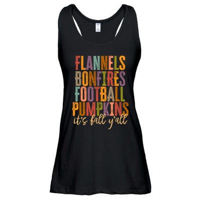 Its Fall Yall Flannels Bonfires Football Pumpkins Autumn Ladies Essential Flowy Tank