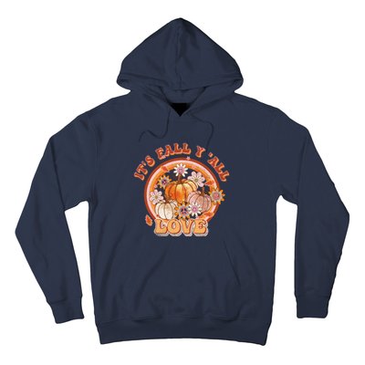 It's Fall Y'all Retro Pumpkin Love Fall Vibes Retro Flora Hoodie