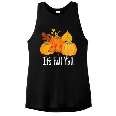 Its Fall Yall Lazy Halloween Costume Thanksgiving Pumpkin Ladies PosiCharge Tri-Blend Wicking Tank