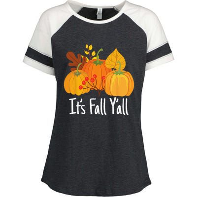 Its Fall Yall Lazy Halloween Costume Thanksgiving Pumpkin Enza Ladies Jersey Colorblock Tee