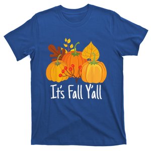 Its Fall Yall Lazy Halloween Costume Thanksgiving Pumpkin T-Shirt