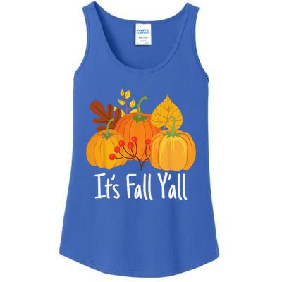 Its Fall Yall Lazy Halloween Costume Thanksgiving Pumpkin Ladies Essential Tank