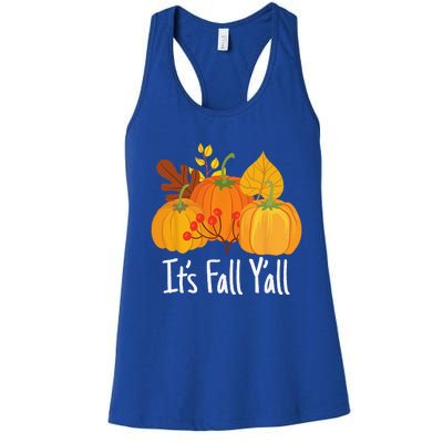 Its Fall Yall Lazy Halloween Costume Thanksgiving Pumpkin Women's Racerback Tank