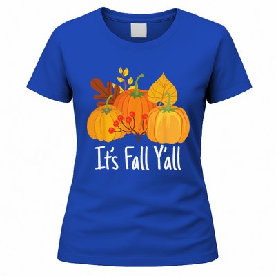 Its Fall Yall Lazy Halloween Costume Thanksgiving Pumpkin Women's T-Shirt