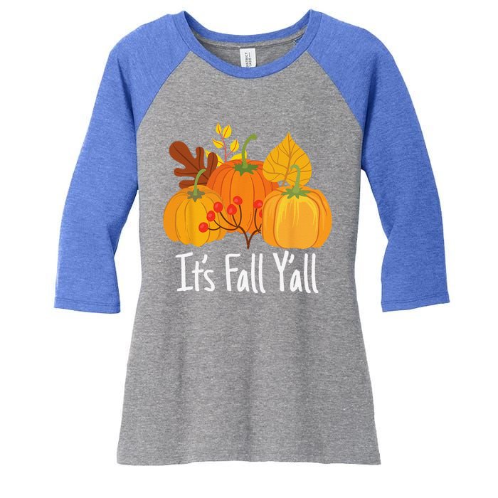 Its Fall Yall Lazy Halloween Costume Thanksgiving Pumpkin Women's Tri-Blend 3/4-Sleeve Raglan Shirt