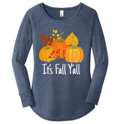 Its Fall Yall Lazy Halloween Costume Thanksgiving Pumpkin Women's Perfect Tri Tunic Long Sleeve Shirt