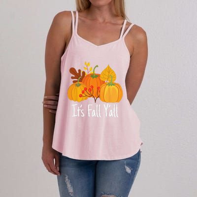 Its Fall Yall Lazy Halloween Costume Thanksgiving Pumpkin Women's Strappy Tank