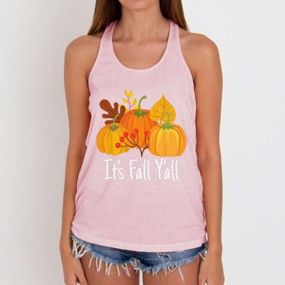 Its Fall Yall Lazy Halloween Costume Thanksgiving Pumpkin Women's Knotted Racerback Tank