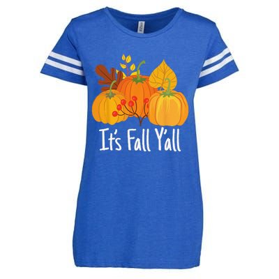 Its Fall Yall Lazy Halloween Costume Thanksgiving Pumpkin Enza Ladies Jersey Football T-Shirt