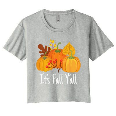 Its Fall Yall Lazy Halloween Costume Thanksgiving Pumpkin Women's Crop Top Tee