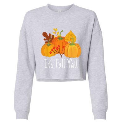 Its Fall Yall Lazy Halloween Costume Thanksgiving Pumpkin Cropped Pullover Crew