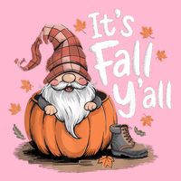 ItS Fall YAll Pumpkin Gnome Autumn Tree Hello Fall Poster