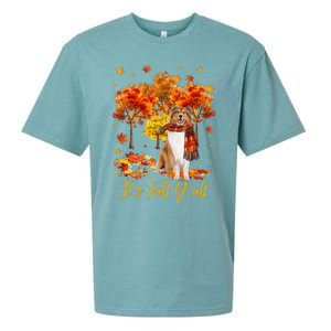 It's Fall Y'all Rough Collie Dog Tree Pumpkin Fall Autumn Sueded Cloud Jersey T-Shirt