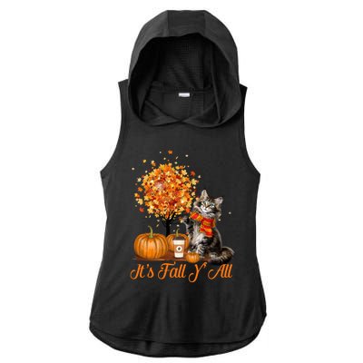 ItS Fall YAll Maine Coon Cat Halloween Hanksgiving Gift Ladies PosiCharge Tri-Blend Wicking Draft Hoodie Tank