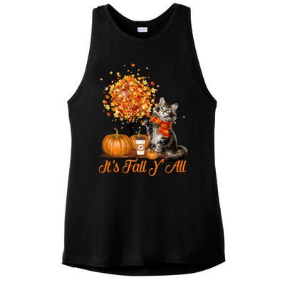 ItS Fall YAll Maine Coon Cat Halloween Hanksgiving Gift Ladies PosiCharge Tri-Blend Wicking Tank