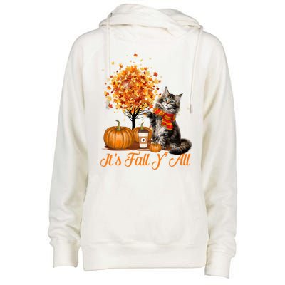 ItS Fall YAll Maine Coon Cat Halloween Hanksgiving Gift Womens Funnel Neck Pullover Hood