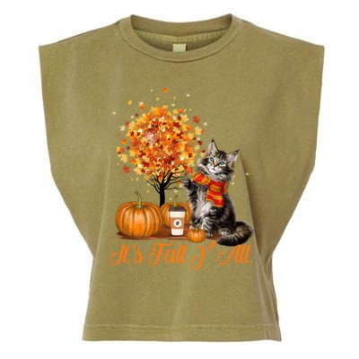 ItS Fall YAll Maine Coon Cat Halloween Hanksgiving Gift Garment-Dyed Women's Muscle Tee