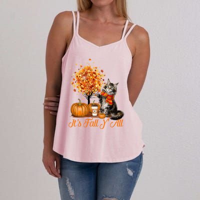 ItS Fall YAll Maine Coon Cat Halloween Hanksgiving Gift Women's Strappy Tank