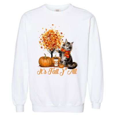 ItS Fall YAll Maine Coon Cat Halloween Hanksgiving Gift Garment-Dyed Sweatshirt