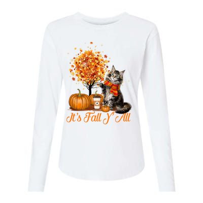 ItS Fall YAll Maine Coon Cat Halloween Hanksgiving Gift Womens Cotton Relaxed Long Sleeve T-Shirt