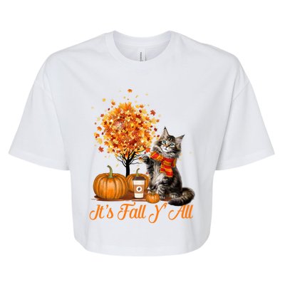 ItS Fall YAll Maine Coon Cat Halloween Hanksgiving Gift Bella+Canvas Jersey Crop Tee