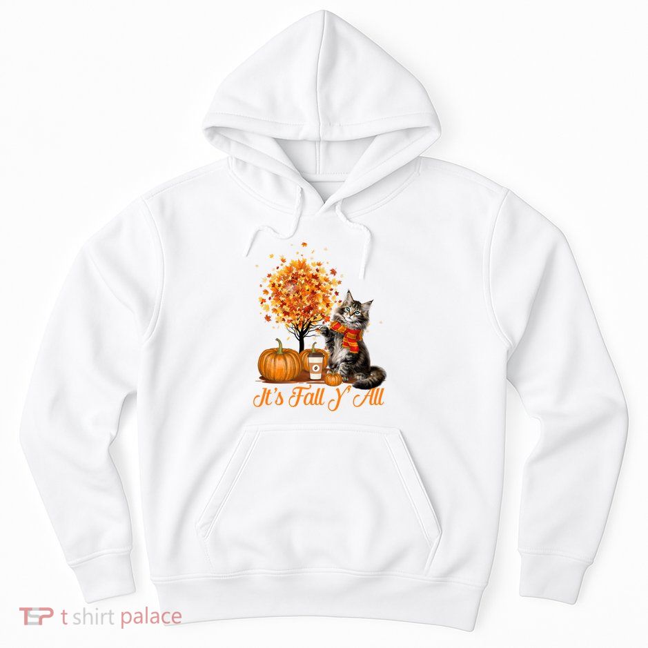 ItS Fall YAll Maine Coon Cat Halloween Hanksgiving Gift Hoodie