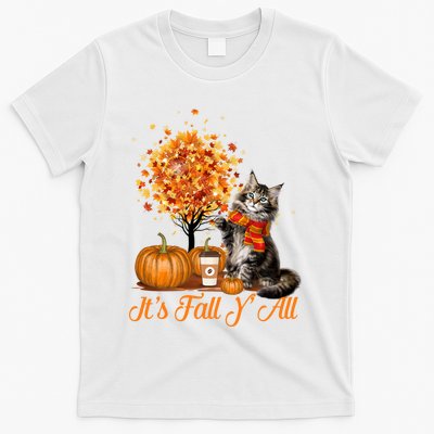 ItS Fall YAll Maine Coon Cat Halloween Hanksgiving Gift T-Shirt