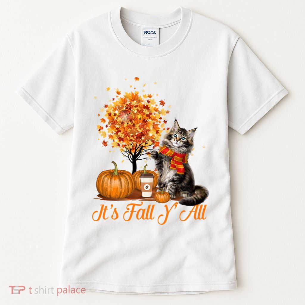 ItS Fall YAll Maine Coon Cat Halloween Hanksgiving Gift Tall T-Shirt