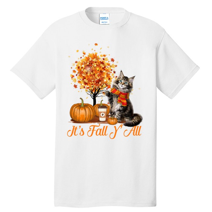 ItS Fall YAll Maine Coon Cat Halloween Hanksgiving Gift Tall T-Shirt